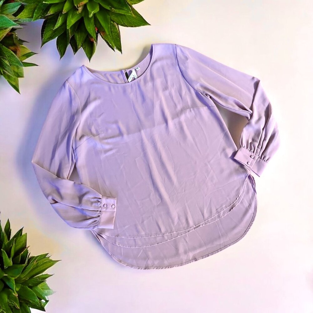 NWT $68 Bellatrix Dusty Rose Pink Long-Sleeve  Layered Hem Blouse - Size L